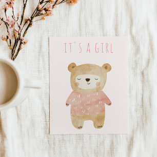 Invitación Es un Chica adorable Bear Pink Baby Shower