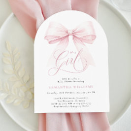 Invitación Es un Chica Arch Pink Bow Baby Shower
