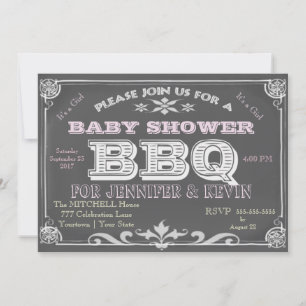 Invitación Es un Chica Baby Shower Bar B Que