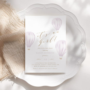Invitación Es un Chica - Baby Shower de globo aerostático ros