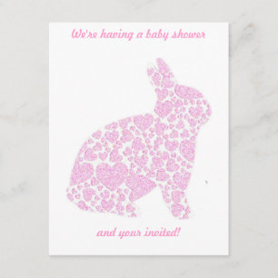 Invitación Es un Chica Baby Shower invita a conejito rosa