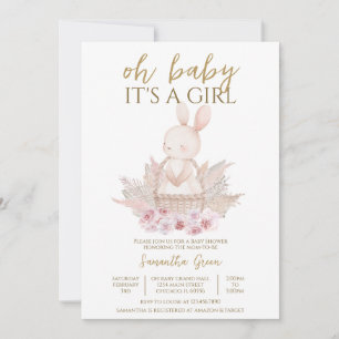 Invitación Es un Chica Boho Bunny Baby Shower