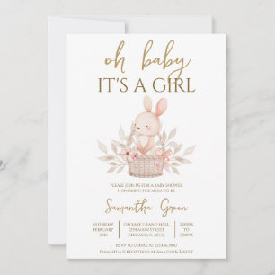 Invitación Es un Chica Boho Bunny Baby Shower
