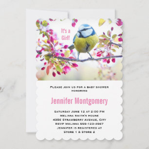 Invitación Es un Chica Bonito Blue Bird Springtime Baby Showe