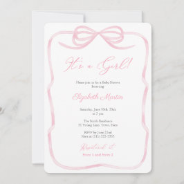 Invitación Es un Chica Bonito de cinta rosa Baby Shower