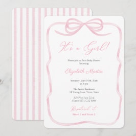 Invitación Es un Chica Bonito de cinta rosa Baby Shower