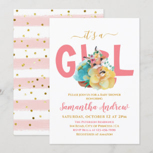 Invitación Es un Chica Bonito Fox dibujando Baby Shower