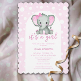 Invitación Es un Chica burro elefante rosa Baby Shower