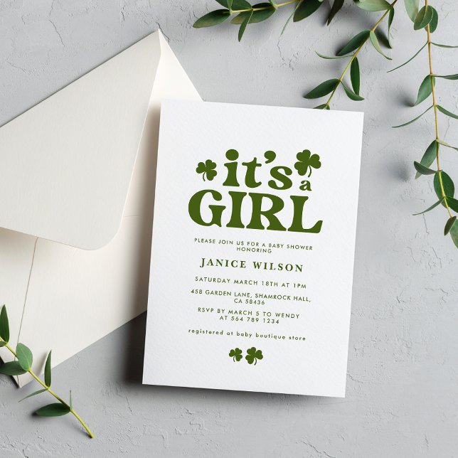 Invitación Es un Chica Charm St. Patrick's Day Baby Shower (Subido por el creador)