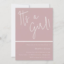 Invitación ¡Es un chica! Chicas de Dusty Pink Mauve Baby Show