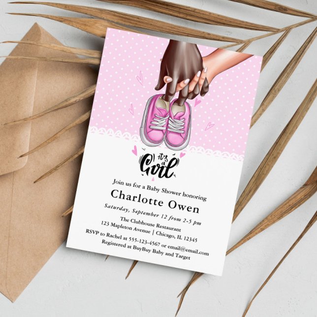 Invitación Es un Chica con Baby Shower de zapatos rosados (Subido por el creador)