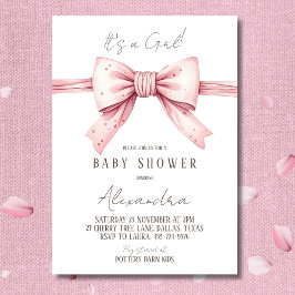 Invitación Es un Chica Coquette Pink Bow Baby Shower