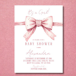 Invitación Es un Chica Coquette Pink Bow Baby Shower