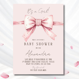 Invitación Es un Chica Coquette Rubor Pink Bow Baby Shower