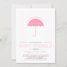 Invitación Es un chica | Corazones y paraguas Bebé Sprinkle