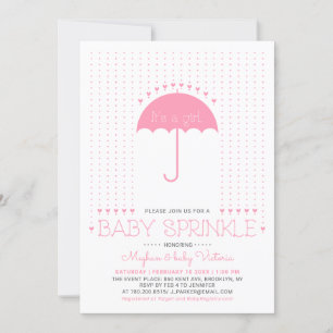 Invitación Es un chica Corazones y paraguas Bebé Sprinkle