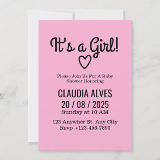 Invitación Es Un Chica Cute Rosa Chica Moderno Baby Shower