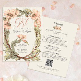Invitación Es un Chica de Baby Shower de rosas rosas rosas ún