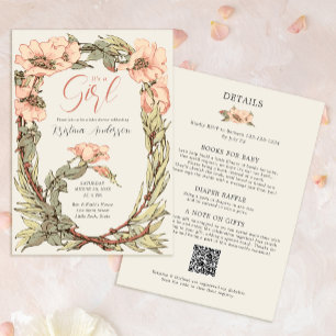 Invitación Es un Chica de Baby Shower de rosas rosas rosas ún