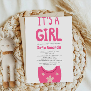 Invitación Es un Chica de Bebé Rosa Baby Shower