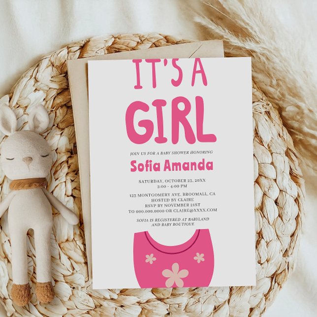 Invitación Es un Chica de Bebé Rosa Baby Shower (Subido por el creador)
