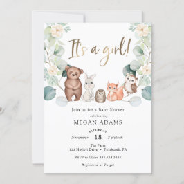 Invitación Es un Chica de Eucalyptus Baby Shower