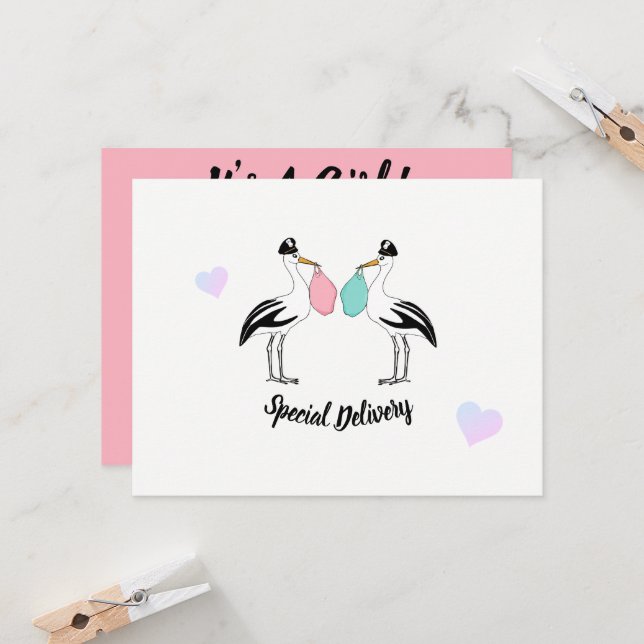 Invitación Es un Chica de la distribución de la cigüeña de Ba (Anverso/Reverso In Situ)
