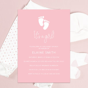 Invitación Es un Chica de la huella infantil un Baby Shower r