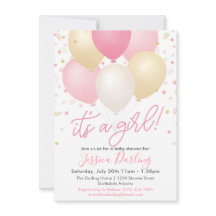 Es un Chica de los globos rosados de Baby Shower y