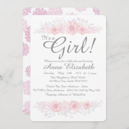 Invitación es un chica floral simple ducha de bebé botánico