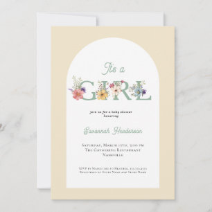 Invitación Es un Chica Floral Soft Yellow Baby Shower