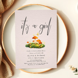 Invitación Es un Chica mágico hongo Woodland Baby Shower