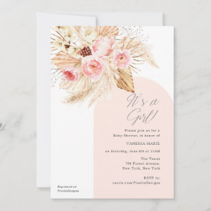 Invitación Es un Chica moderno Arch Boho Floral Baby Shower