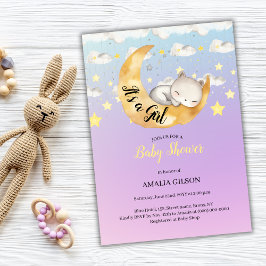 Invitación Es un Chica Moon & Starry Sky Baby Shower