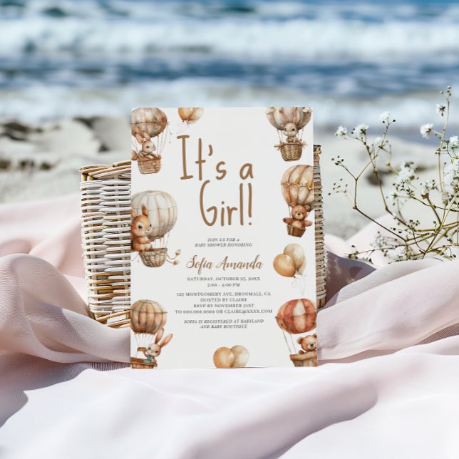 Invitación Es un Chica Neutral Baby Animal Baby Shower (Subido por el creador)