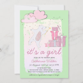 Invitación Es un Chica oso Chica recién nacido Baby Shower