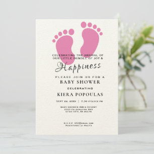 Invitación Es un Chica, pasos de bebé Baby Shower rosado