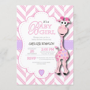 Invitación Es un Chica - Pink Giraffe - Baby Shower