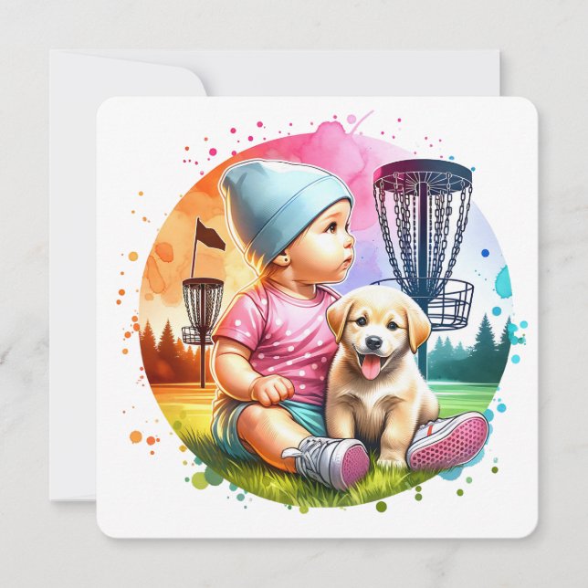 Invitación ¡Es un Chica, por supuesto! Disk Golf Pun Baby Sho (Anverso)