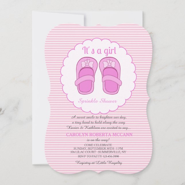 Invitación Es un Chica rociando Baby Shower (Anverso)