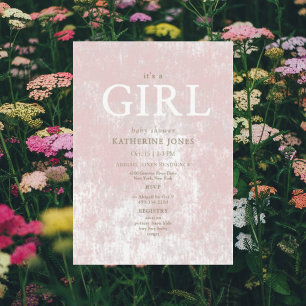 Invitación Es un Chica Rubor Art Deco Baby Shower