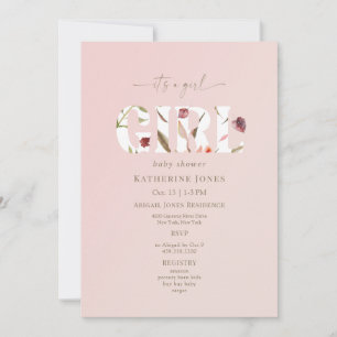 Invitación Es un Chica Rubor Baby Shower