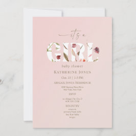 Invitación Es un Chica Rubor Baby Shower II