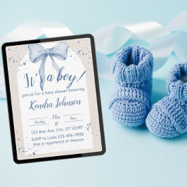 Invitación Es un chico acuarela arco, ducha de bebé minimalis