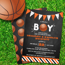 Invitación ¡Es un chico! Baby Shower con temas de baloncesto