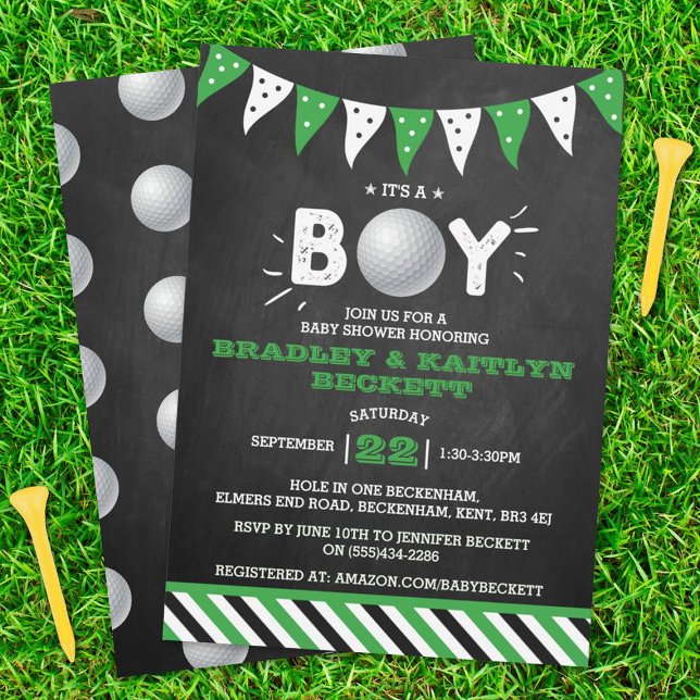 Invitación ¡Es un chico! Baby Shower con temas de golf (Subido por el creador)