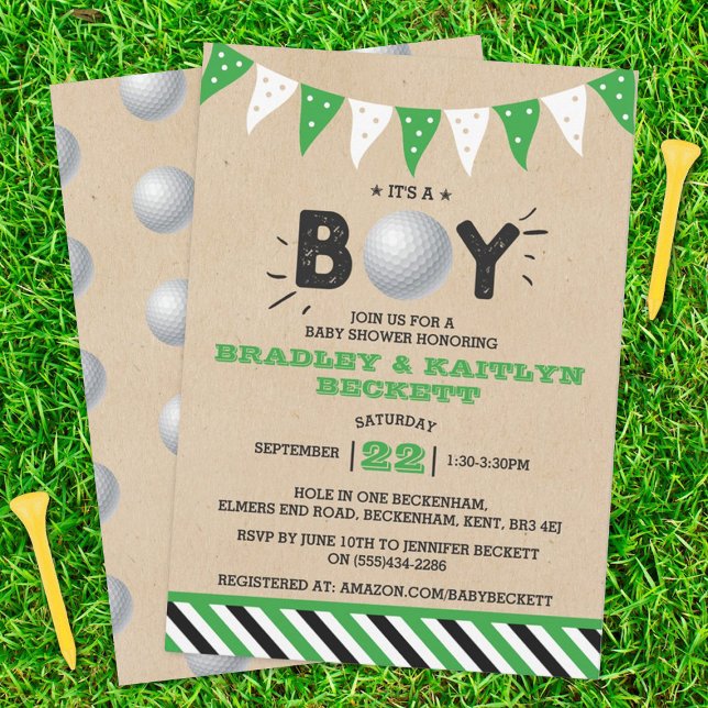 Invitación ¡Es un chico! Baby Shower con temas de golf (Subido por el creador)