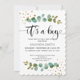 Invitación Es un chico elegante Eucalyptus Baby Shower