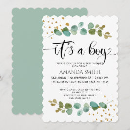 Invitación Es un chico elegante Eucalyptus Baby Shower