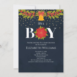 Invitación Es un chico Navidades de Poinsettia Bell Baby Show